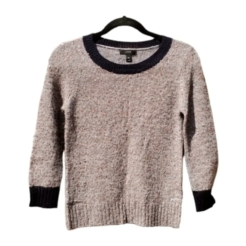 J. Crew Sweater Gray Crew Neck Sequins Size XS Preowned‎